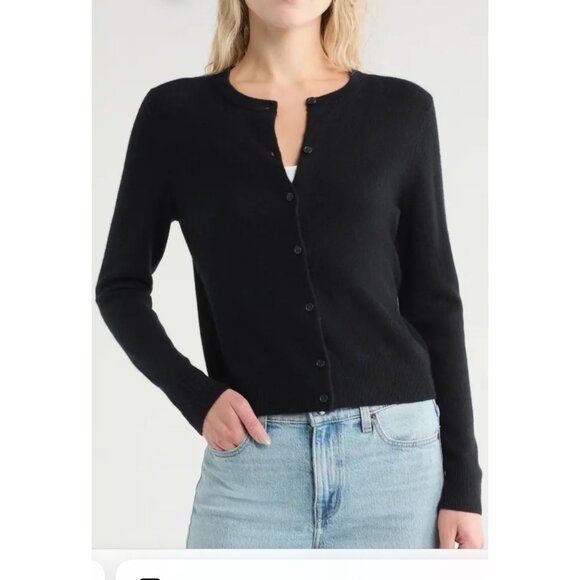 NWOT NORDSTROM Crewneck Cashmere Cardigan SIZE M - Picture 1 of 9